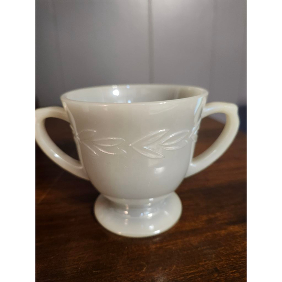 Rare Vintage Gray Fire King Sugar Bowl and Creamer - Picture 3 of 4